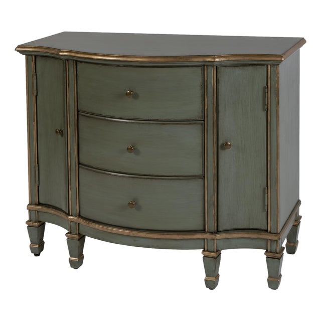 Sheffield 40 in. W Demilune Wood 3 Drawer 2 Door Accent Cabinet, Royal Pastel Green For Sale