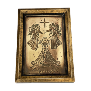 Mid 20th Century Art Deco Bronze Madonna and Child With Angels Icon