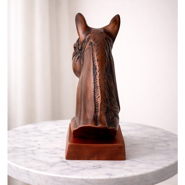 1970s Antique Copper Finish Metal Horse Bust Sculpture For Sale - Image 5 of 10