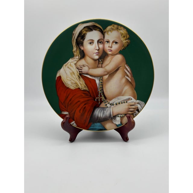 Vintage CH Field Haviland Limoges decorative plate featuring an image of Bartolome Esteban Murillo's 1650 Madonna & Child...