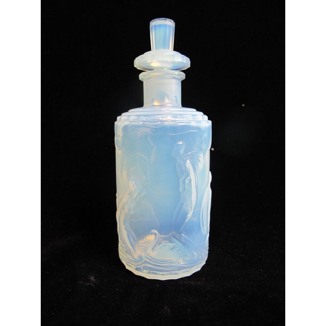 Art Deco Sabino Blue Opalescent Dancing Nude Nymphs Art Deco Glass 6" Perfume Scent Bottle For Sale - Image 3 of 16