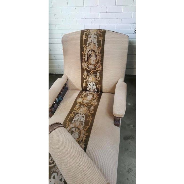 19th Century Antique Victorian Eastlake Chaise Lounge W Tapestry Stripe For Sale - Image 5 of 5