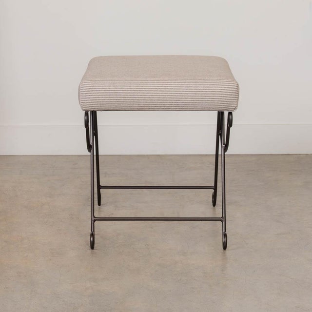 Metal Panoplie Iron Loop Stool, Brown Stripe For Sale - Image 7 of 10