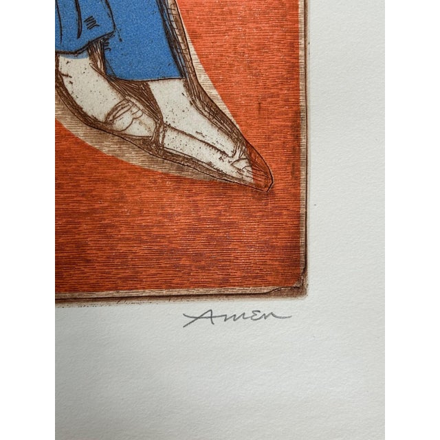 Mid-Century Modern Irving Amen Original Woodblock Print For Sale - Image 3 of 3