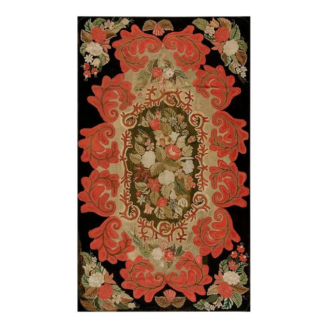 19th Century American Hooked Rug ( 6'2" x 10'6" - 188 x 320 ) For Sale