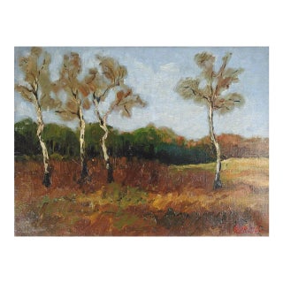 Vintage 1943 Impressionist Landscape Painting For Sale