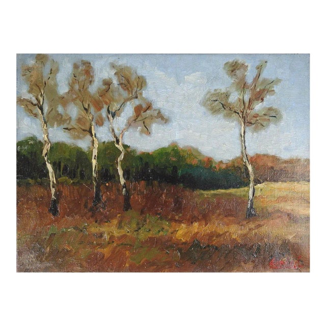 Vintage 1943 Impressionist Landscape Painting For Sale