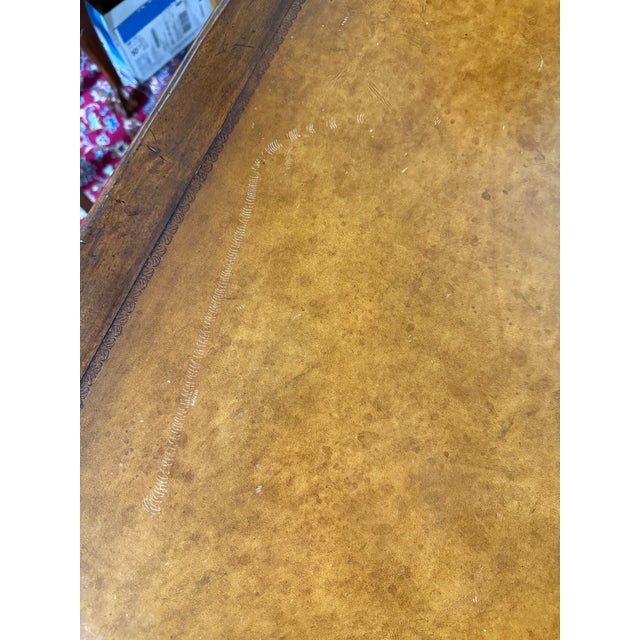 English Late 20th Century English Barley Twist Leather Top Desk For Sale - Image 3 of 12