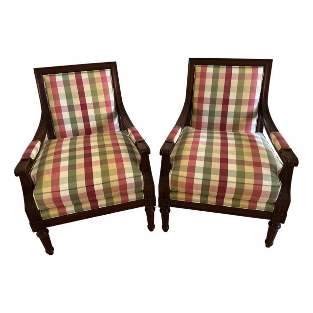 Pair of Hickory Chair Louis XV Style Fauteuil Chairs For Sale