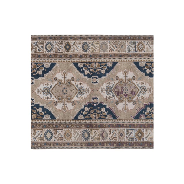 1960s Hand Woven Geometric Turkish Oushak Wool Rug 2'9'' X 5'1'' For Sale - Image 5 of 10