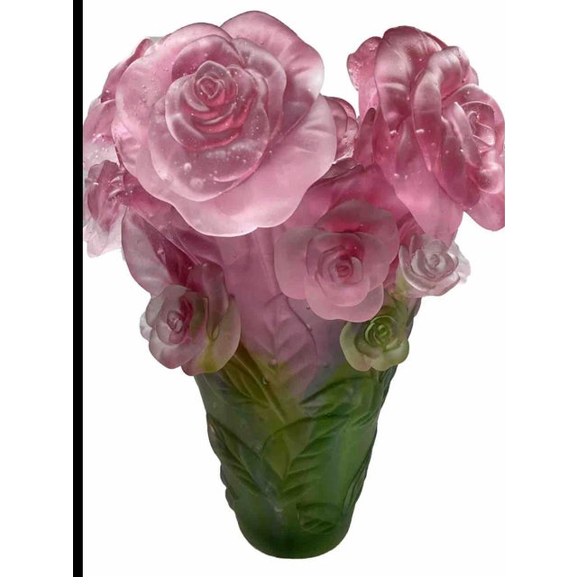 Xxxl multi color green pink ombré rose vase measurements H15” W8” vase is externally heavy weight over 25 lb made of heavy...