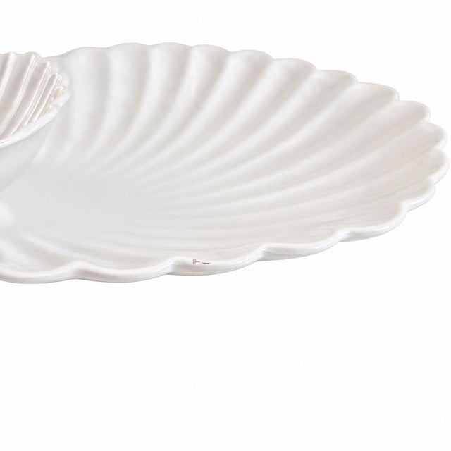 2020s Vintage Italian White Clam Shell Chip & Dip Server For Sale - Image 5 of 7