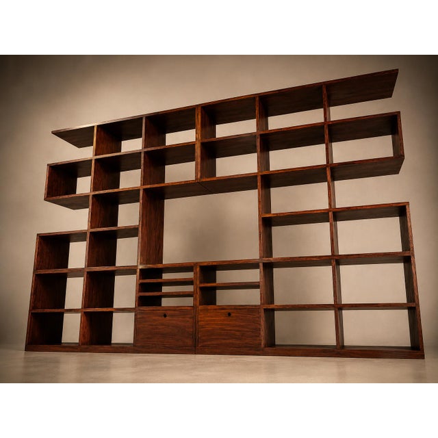 Wood Monumental Brazilian Modern Bookshelf in Solid Rosewood With Storage, Brazil, 1960s For Sale - Image 7 of 18