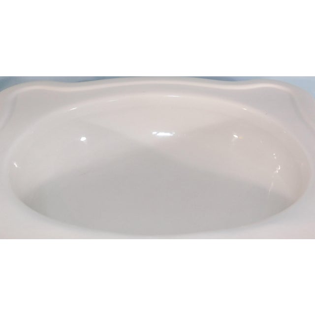 White Antique Thomas Maddock's Sons Co. "Durock" Vitreous China Top-Mount (Drop-In) / Console Sink For Sale - Image 8 of 18