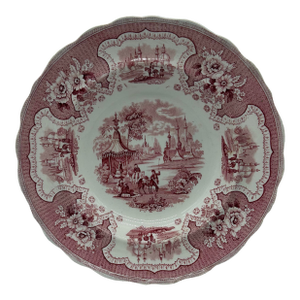 A Antique Staffordshire "Palestine" Pink Transfer Decorated Soup Plate, 1830’s