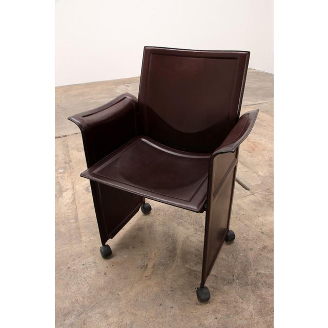 Glass Leather Dining Table and Chairs by Tito Agnoli for Matteo Grassi, 1970s, Set of 6 For Sale - Image 7 of 18