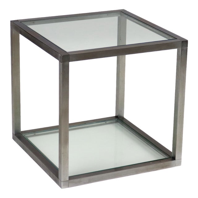 Vintage Cubic Coffee Table in Glass & Metal, Italy, 1960s For Sale