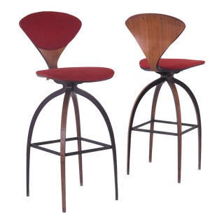 Mid Century Norman Cherner Bar Stools - a Pair For Sale