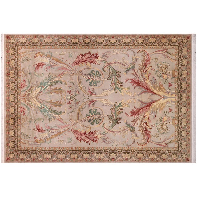 Light Gray Bhati Pak-Persian Lucia Taupe/Green Wool Rug - 10'3'' X 14'4'' For Sale - Image 8 of 8