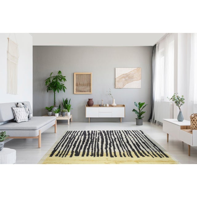 Contemporary 9x12 Mira Iris Yellow Tribal Modern Hand Knotted Wool Carpet Rug For Sale - Image 3 of 8