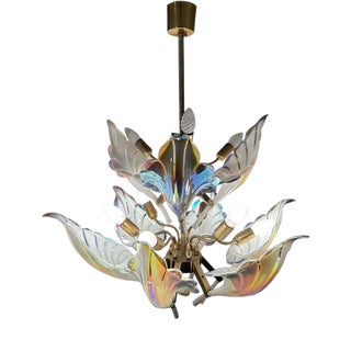 Wings of Freedom Chandelier in Murano Glass by Franco Luce, 1980s For Sale