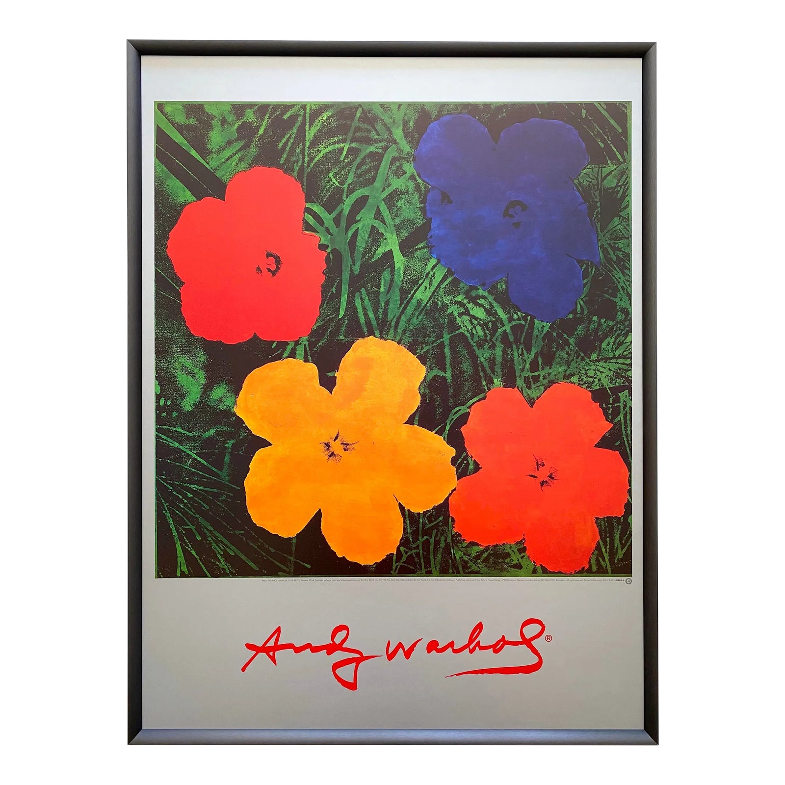 Adam Lister Andy Warhol Flowersプリントアート Andy Warhol Foundation Vintage 1999 Lithograph Print Framed Pop