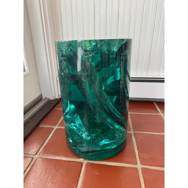 Green 1980s Resin Accent Table With Glass Top For Sale - Image 8 of 13