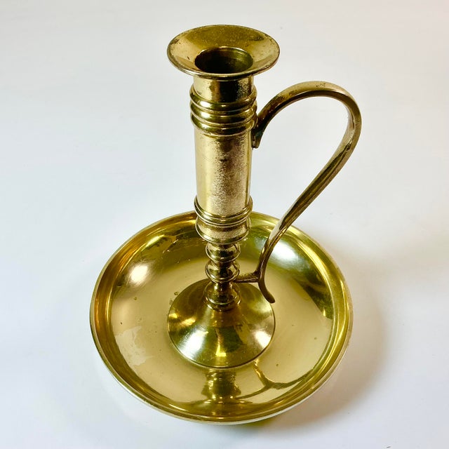 Mid-Century Americana Federal Arts & Crafts Bedside Style Brass Candle Holder For Sale - Image 6 of 14