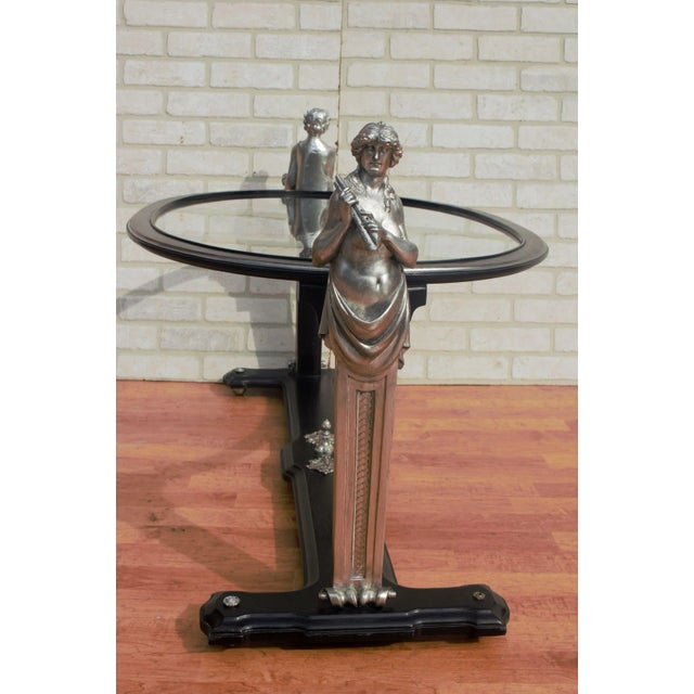 Mid 20th Century Art Nouveau Figural Bust Oval Coffee Table For Sale - Image 5 of 6