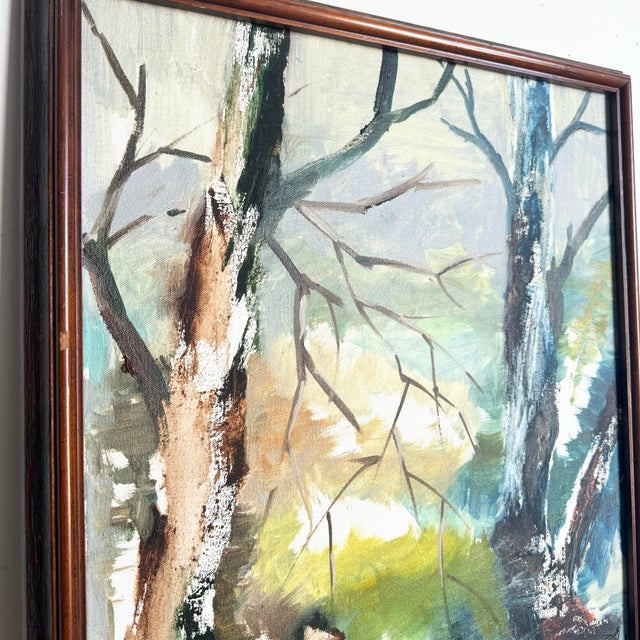 Vintage Asian Framed Watercolor Painting of Man in Nature For Sale In Miami - Image 6 of 9