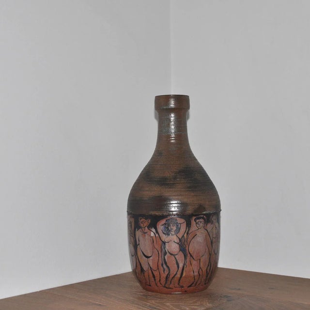 Mid 20th Century Mid 20th Century Studio Ceramic Vase With Contrapposto Motif For Sale - Image 5 of 9