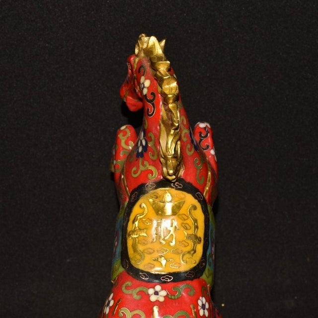 Red Late 19th Century Cloisonné Enamel Horse Statue, Gilt Bronze Figure, 3kg For Sale - Image 8 of 9