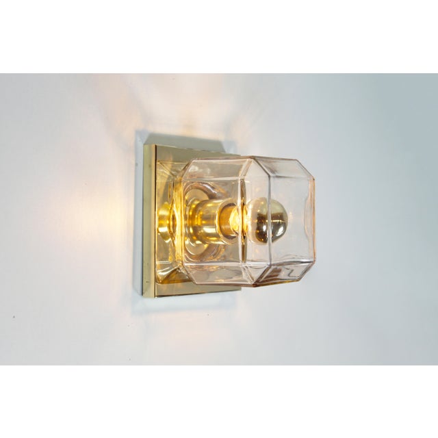 Gold Vintage Glass and Brass Wall Lamps from Glashütte Limburg, 1970s, Set of 2 For Sale - Image 8 of 9