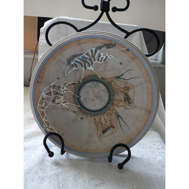 Pristine Vintage Donn Hedman Studio Art Pottery Safari Platter – 10" Slip-Trailed Stoneware For Sale - Image 14 of 14