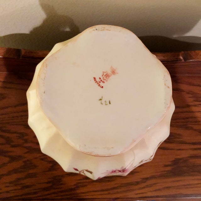 Yellow Antique Robert Hanke Austrian Hand Painted Vase For Sale - Image 8 of 9