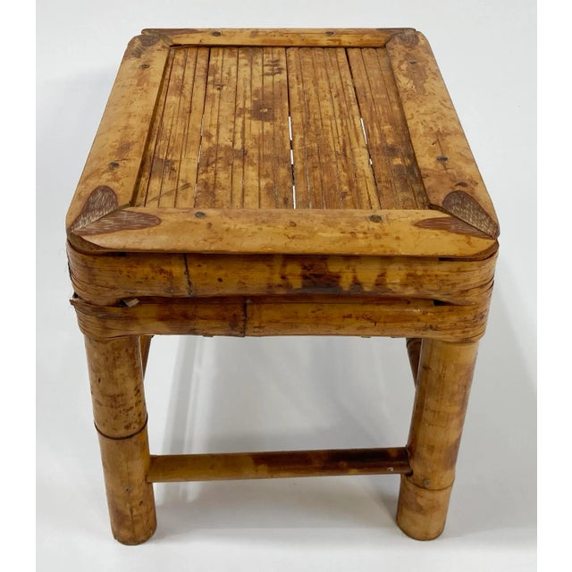 Wood Vintage Scorched Bamboo Riser or Plant Stand For Sale - Image 7 of 8