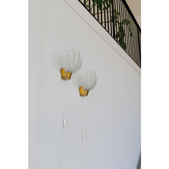 Mid-Century Modern Brass and Glass Wall Lights from ASEA, 1950s, Set of 2 For Sale - Image 6 of 11
