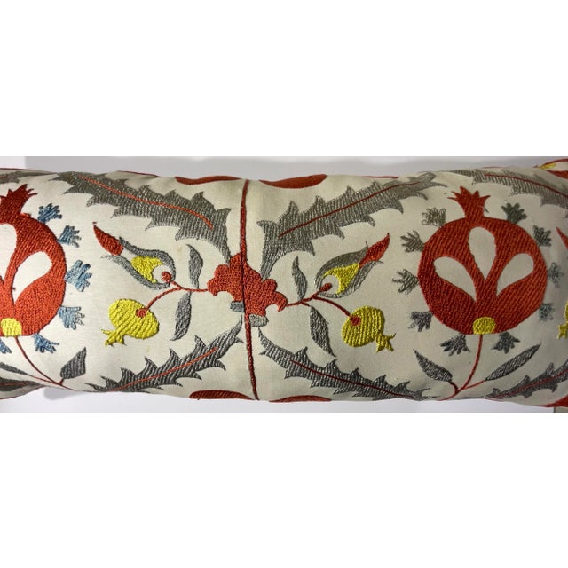 Vintage Uzbek Suzani Hand-Embroidered Pomegranate Pillow For Sale - Image 13 of 13
