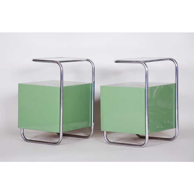 Bauhaus Side Tables in Chrome and Glass by Vichr a Spol., Czech, 1930s, Set of 2 For Sale - Image 16 of 18