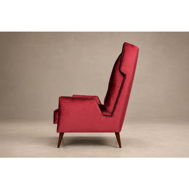 Ruby Red Giuseppe Scapinelli Armchair in Hardwood & Ruby Cotton Velvet, Brazil, 1956 For Sale - Image 8 of 18
