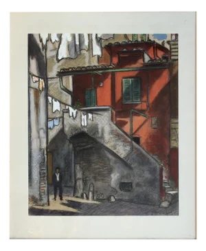 Niklavs Strunke, Rome, Trastevere, 1963, Mixed Media on Paper