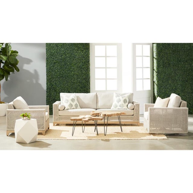The Tropez Olefin Fabric Outdoor Sofa Chair delivers weather-resistant comfort through handsome teak construction and all-...