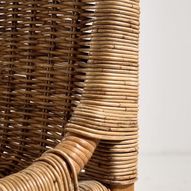 Wood Oak and Rattan Chairs, 1970s, Set of 4 For Sale - Image 7 of 17