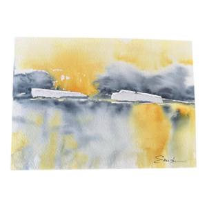 “Golden” Original Watercolor Abstract Painting by Nancy Smith