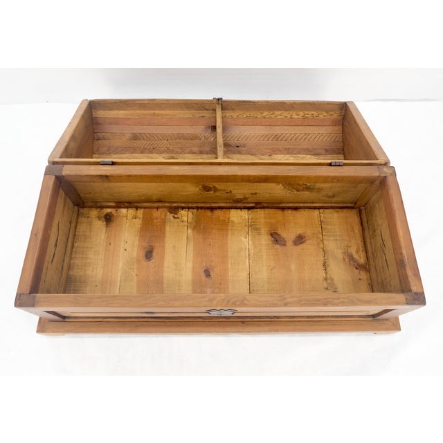 Arts & Crafts Barrel Shape Top Vintage Pine Wood Trunk Chest MINT For Sale - Image 3 of 17