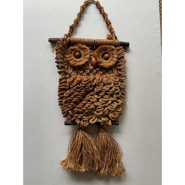 Macrame Owl Tapestry, 1970s For Sale - Image 6 of 6