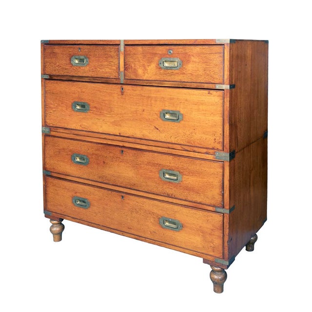 Campaign Victorian Mahogany Campaign Chest For Sale - Image 3 of 11