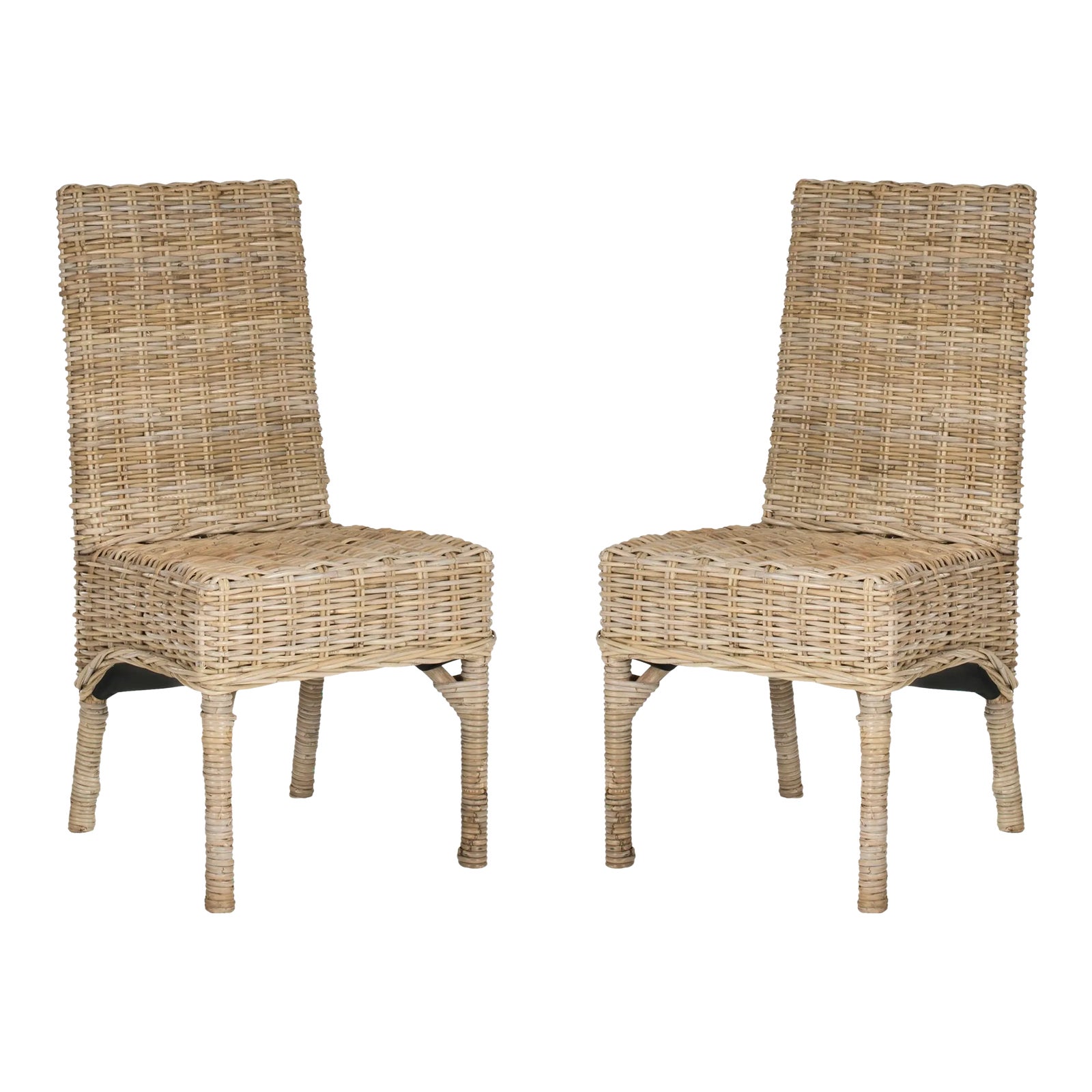 18''H Rattan Side Chair in Natural Unfinished - a Pair | Chairish