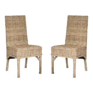 18''H Rattan Side Chair in Natural Unfinished - a Pair For Sale