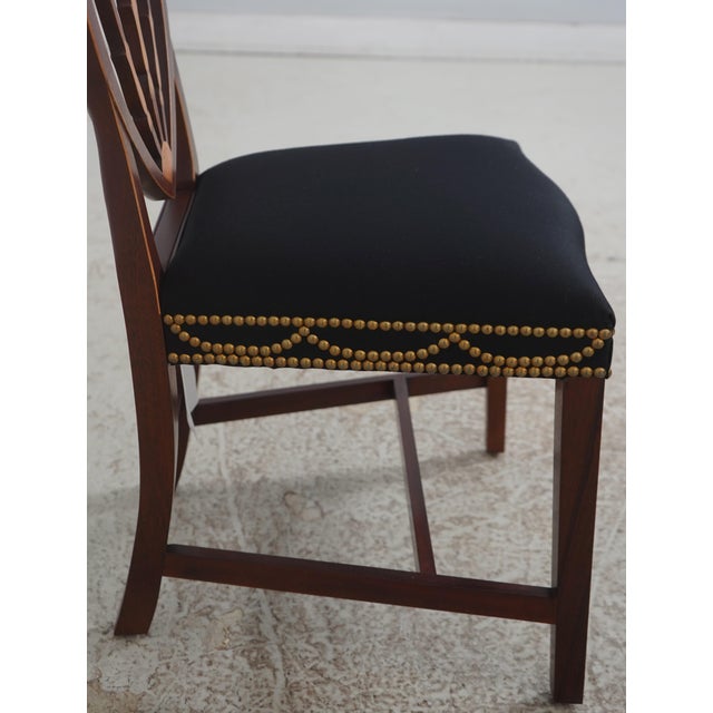 Set of 6 Baker Inlaid Mahogany Norfolk Hepplewhite Dining Room Chairs For Sale In Philadelphia - Image 6 of 18